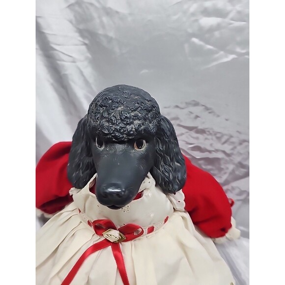 Vtg Shelve Sitter Black Poodle Doll 21” Stuffed Body Ceramic Head And  Feet - Picture 7 of 10